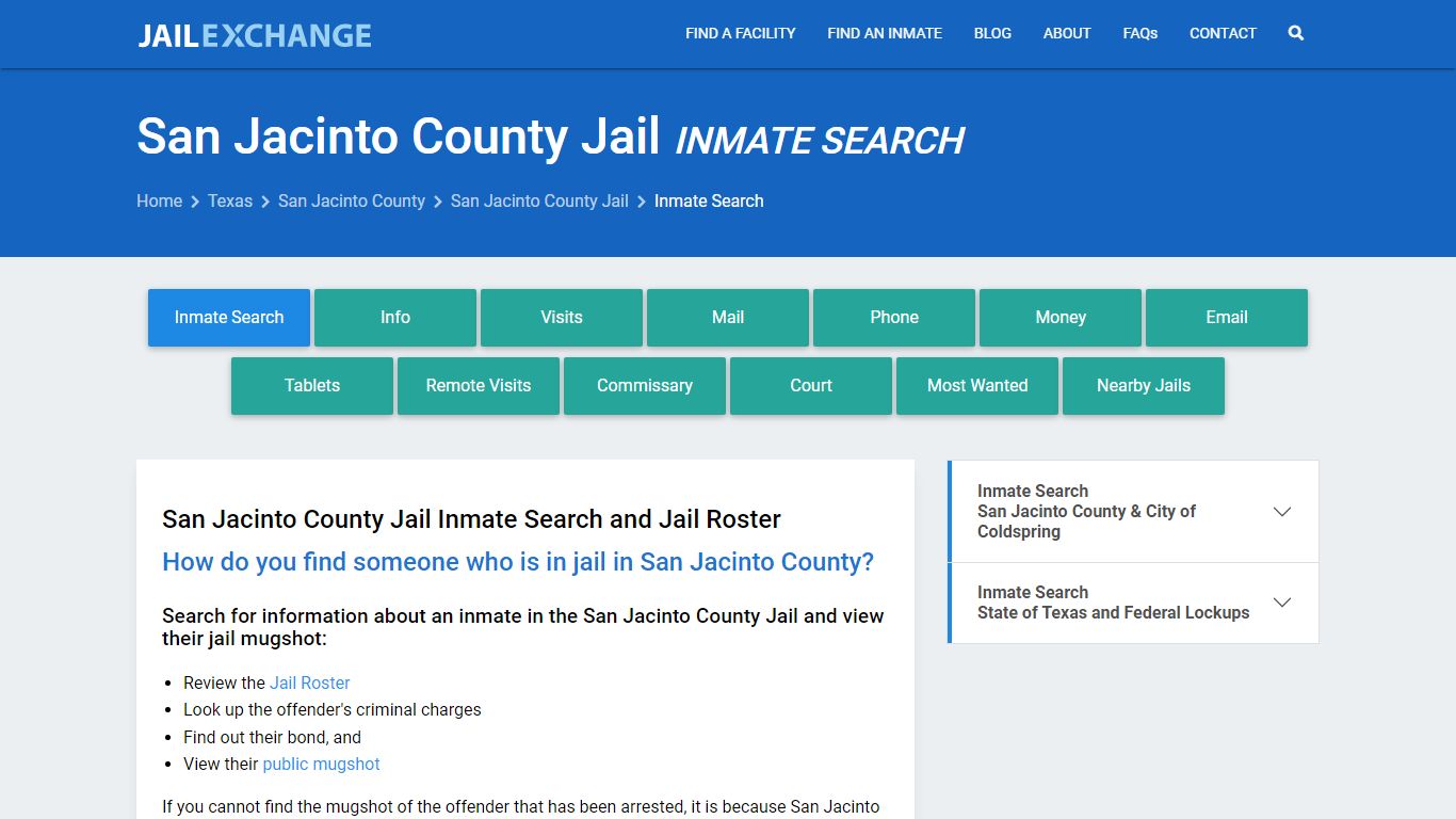 Inmate Search: Roster & Mugshots - San Jacinto County Jail, TX